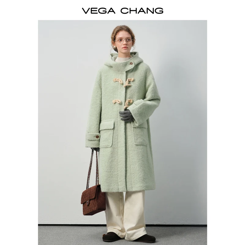 Vega Chang Neue vielseitige Winterjacke aus Wolle im Preppy-Stil für Damen