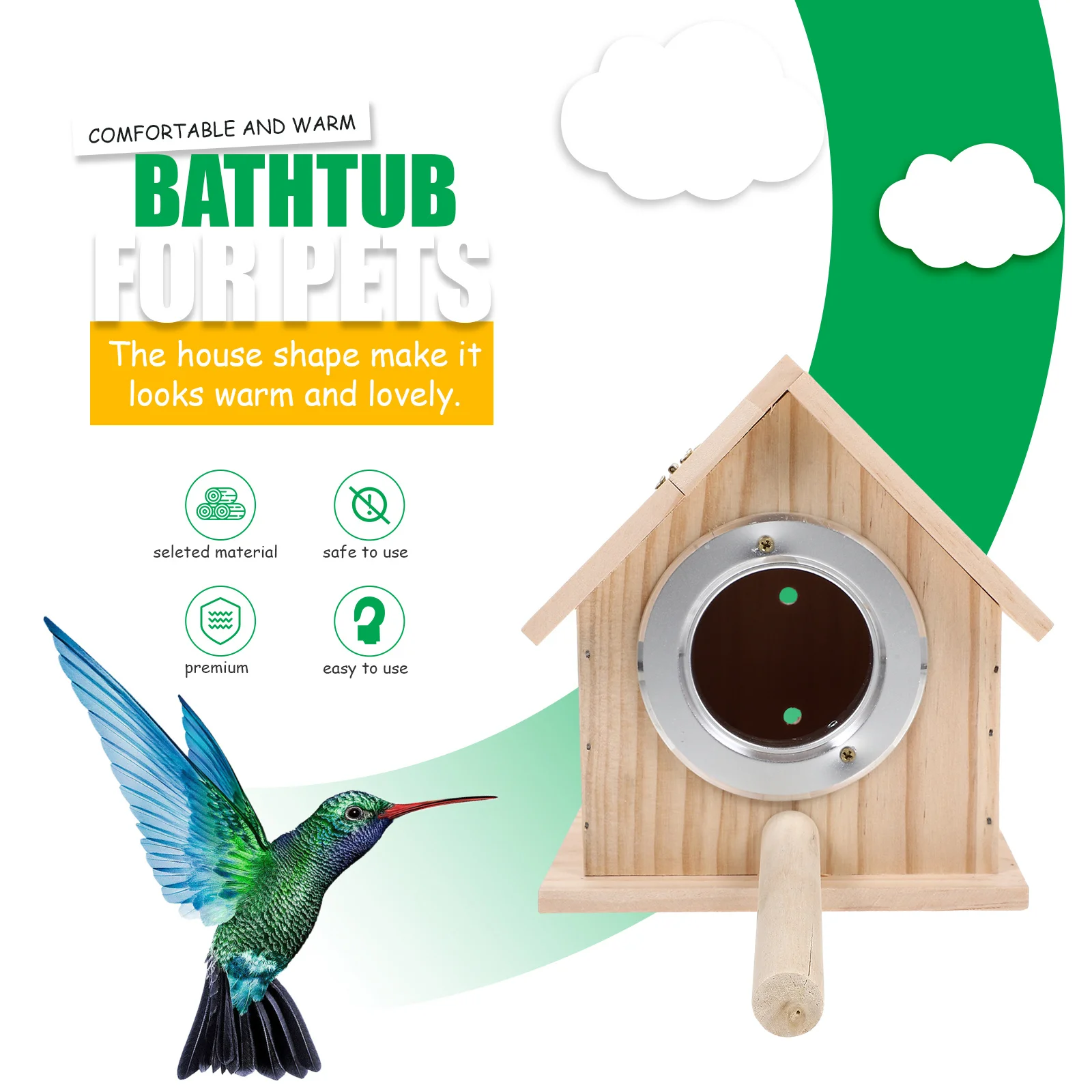 

1pc Wooden Breeding Nest For Birds House Natural Paulownia Wood Bird Nest Box Outdoor Garden Tree Hanging Cage Beige