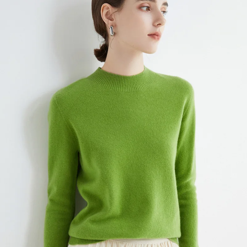 Seamless Cashmere Sweater Women\'s Clothing Tops 100% Wool Knitted Pullove Slim Fit Fashion Base Sweater Korean Spring Autnmn