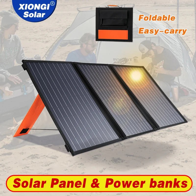 XIONGISOLAR Flexible Foldable Solar Panel High Efficience Travel & Phone & Boat Portable 18V 50W/80W/100W Solar Panel Kit