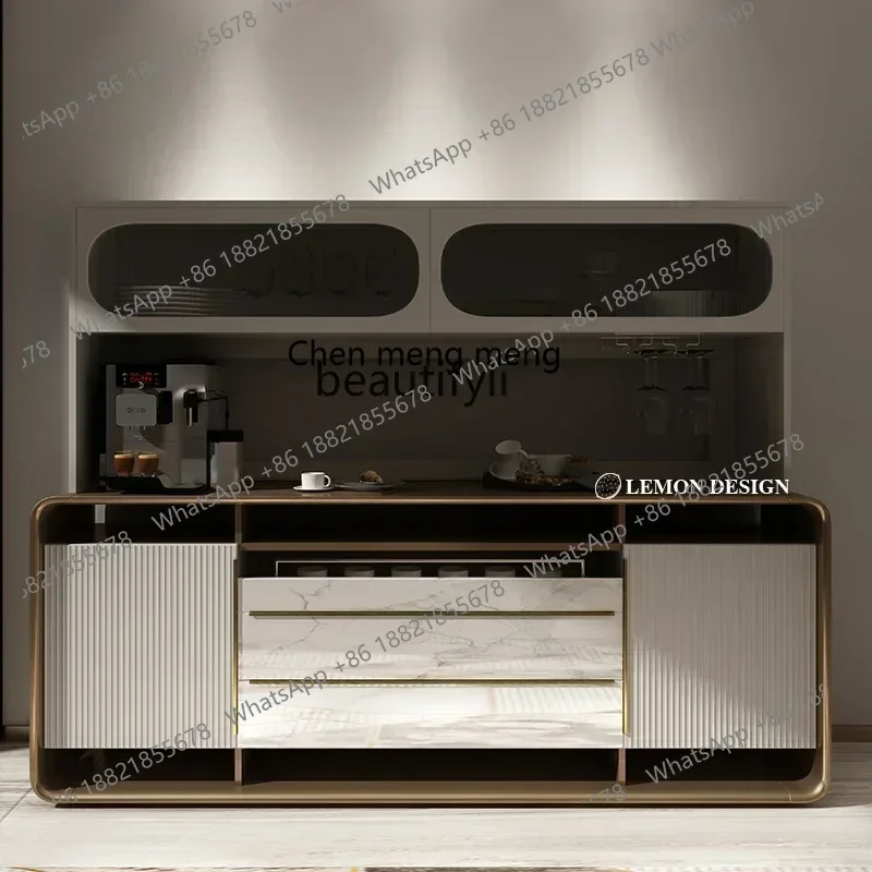 cn8617 ssNew Post-modern light luxury solid wood dining side cabinet integrated against the wall  modern multi-functional storag