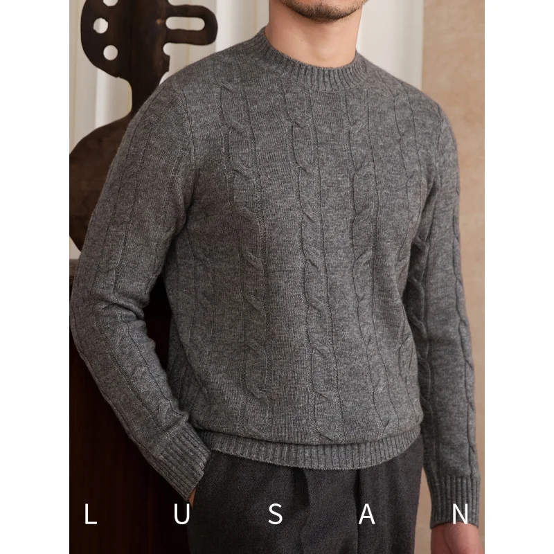 

Mr. Lusan осенне-зимний пуловер с круглым вырезом и длинными рукавами с витым цветком, вязаная майка узкого кроя из 30% шерсти
