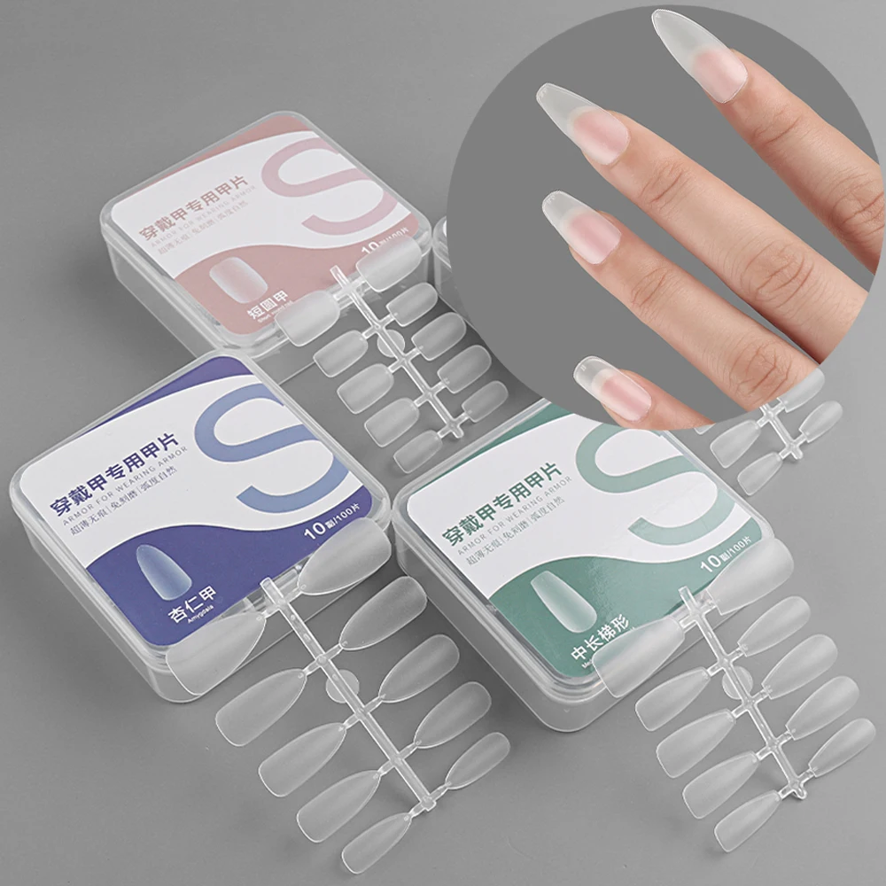 100 шт./кор. накладные ногти, матовый матовый акриловый пресс на ногтях, полное покрытие, гроб, искусственные накладные ногти, маникюрный инструмент, поставка GLDTX