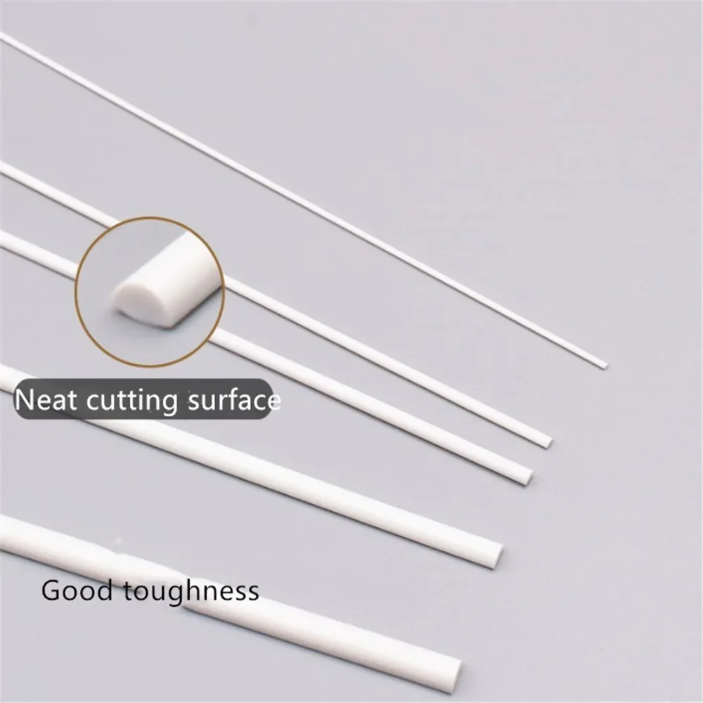 100pcs 1-5mm Scale ABS Smooth Plastic Model Half Round Rod For Architectural Model Layout Making Materials