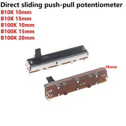 5pcs Straight slide push-pull potentiometer 45mm B10K B100K 30 stroke mono mixer fader