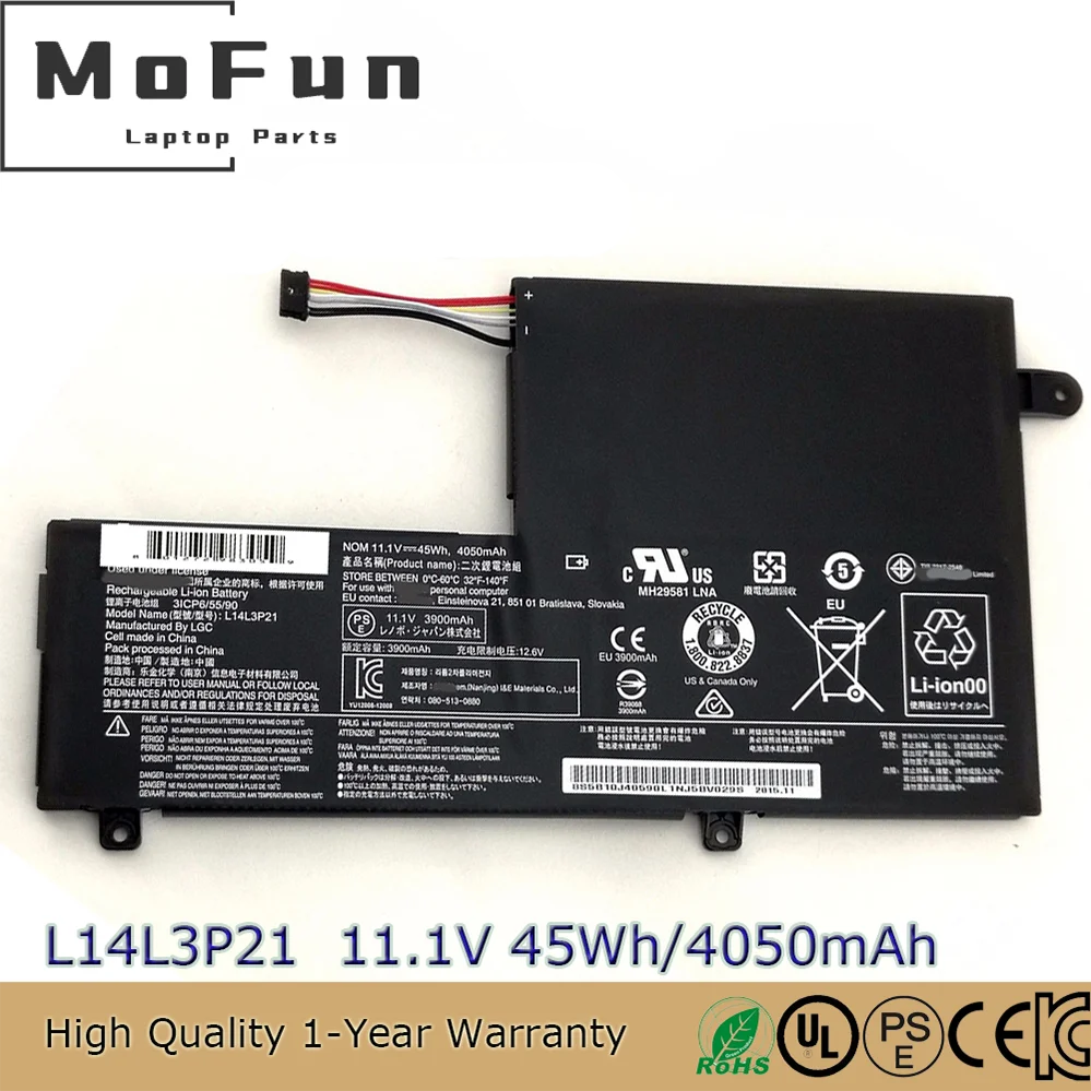 NEW Genuine L14M3P21 L14L3P21 Battery for Lenovo Edge 2-1580 Yoga 500-14IBD  FLEX 3-1470 3-1580