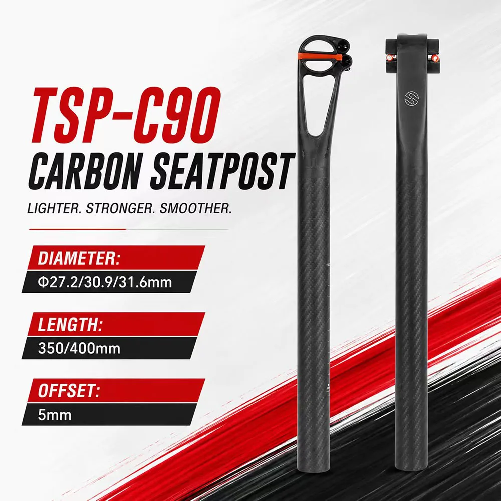 TOSEEK Ultralight Carbon Fiber Bike Seatpost 5/25mm Setback Hollow Design for Road MTB Bicycle