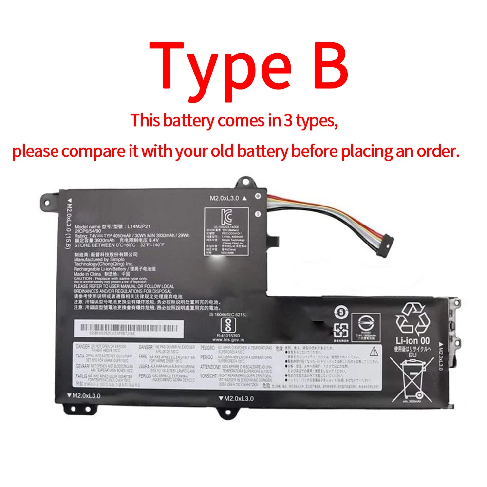 Imagem -04 - Bateria do Portátil Substituição para Lenovo Ideapad L14m2p21 330s14ast 330s-14ikb 330s-15arr 330s-15ast 330s-15ikb Series L14l2p21