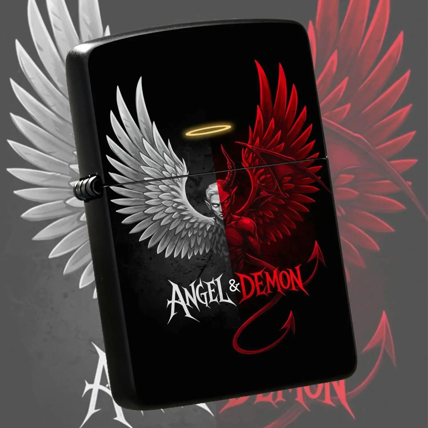 Trendy Angel And Split Design Lighter, Cool Dark Aesthetic Portable Igniter, Multi-Scene Usable For Home Office Outdoor Activities, Exquisite Practical Daily Carry Accessory, Unique Creative Gift Choice For Friends Family Partners A Humorou