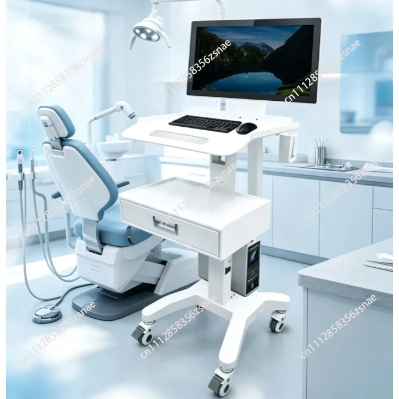 Mobile Dental Intraoral Scanner Cart, Clinic Instrument Holder Trolley with Computer Platform for Dental Office