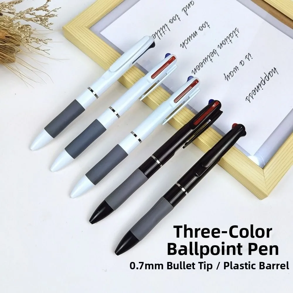 

1/10 шт. портативные шариковые ручки 3 в 1, красный/черный/синий цвет чернил, шариковая ручка 0,7 мм, канцелярские принадлежности для письма, офисные школьные принадлежности