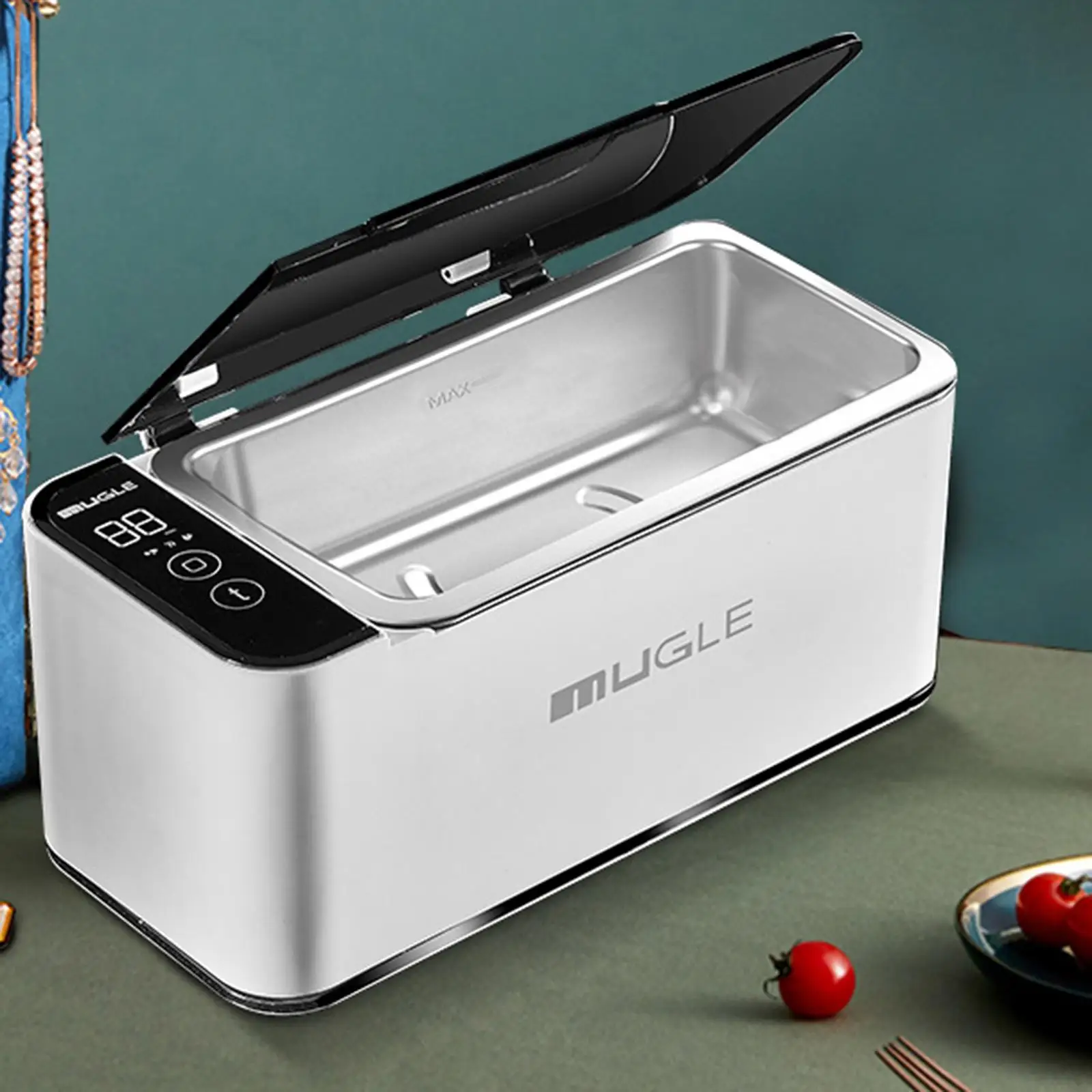 Professional Ultrasonic Jewelry Cleaner with Digital for Eyeglasses, Rings, Coins (White)