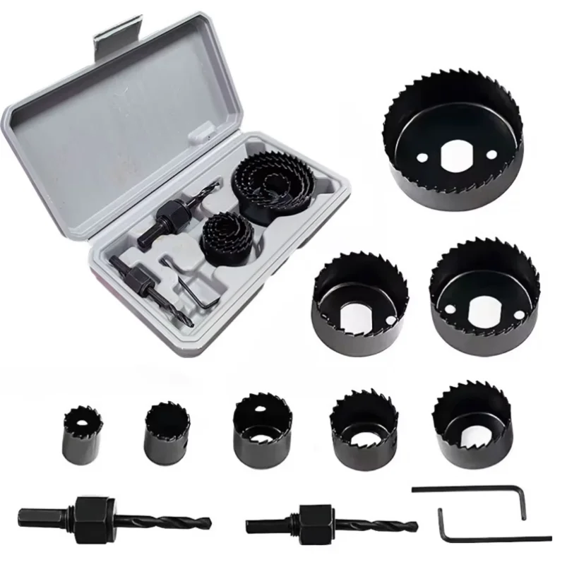 11pcs/set Hole Saw Cutting Set Kit Tools 19-64mm Wood Metal Alloys Circular Round with Case