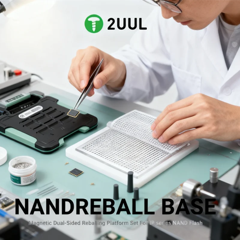 

2UUL BH16 NAND REBALL BASE Magnetic Dual-Sided Reballing Platform Set For lP series NAND Flash BGA Soldering Repair Set
