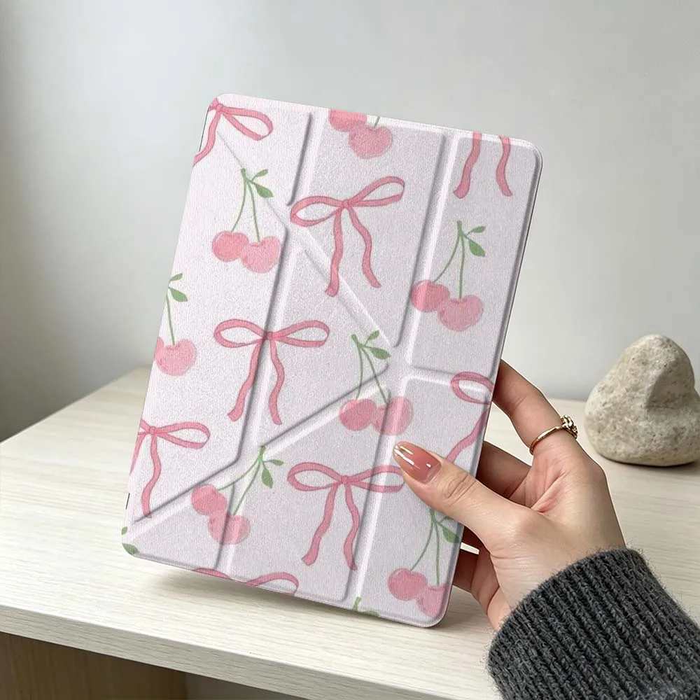 Artistic Pink Bow Cherry Soft For Xiaomi Mi Pad 8 7 6 5 Pro Redmi Pad SE 2 Poco Pad Foldable 3Y Tablet Case view 5
