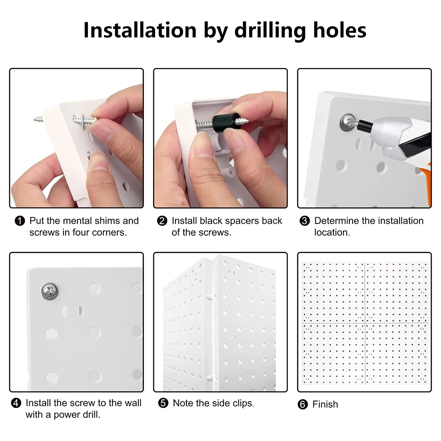 Pegboard organizador de parede, 4 peça, pegboard branco, pendurado, para sala de artesanato, garagem, cozinha, sala