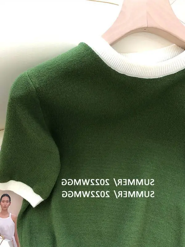 Retro Niche Loose Round Neck Short-sleeved Knit Sweater T-shirt Women Fashion 2025 Summer New Style