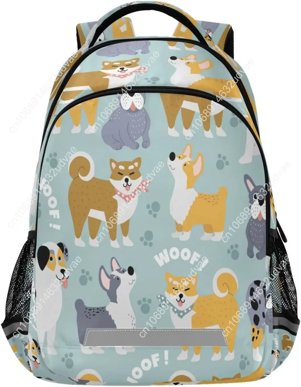 Cute Doodle Different Dog Breeds  Backpack Elementary Backpacks Girls School Bag Bookbag Daypack Travel Bag Ruc