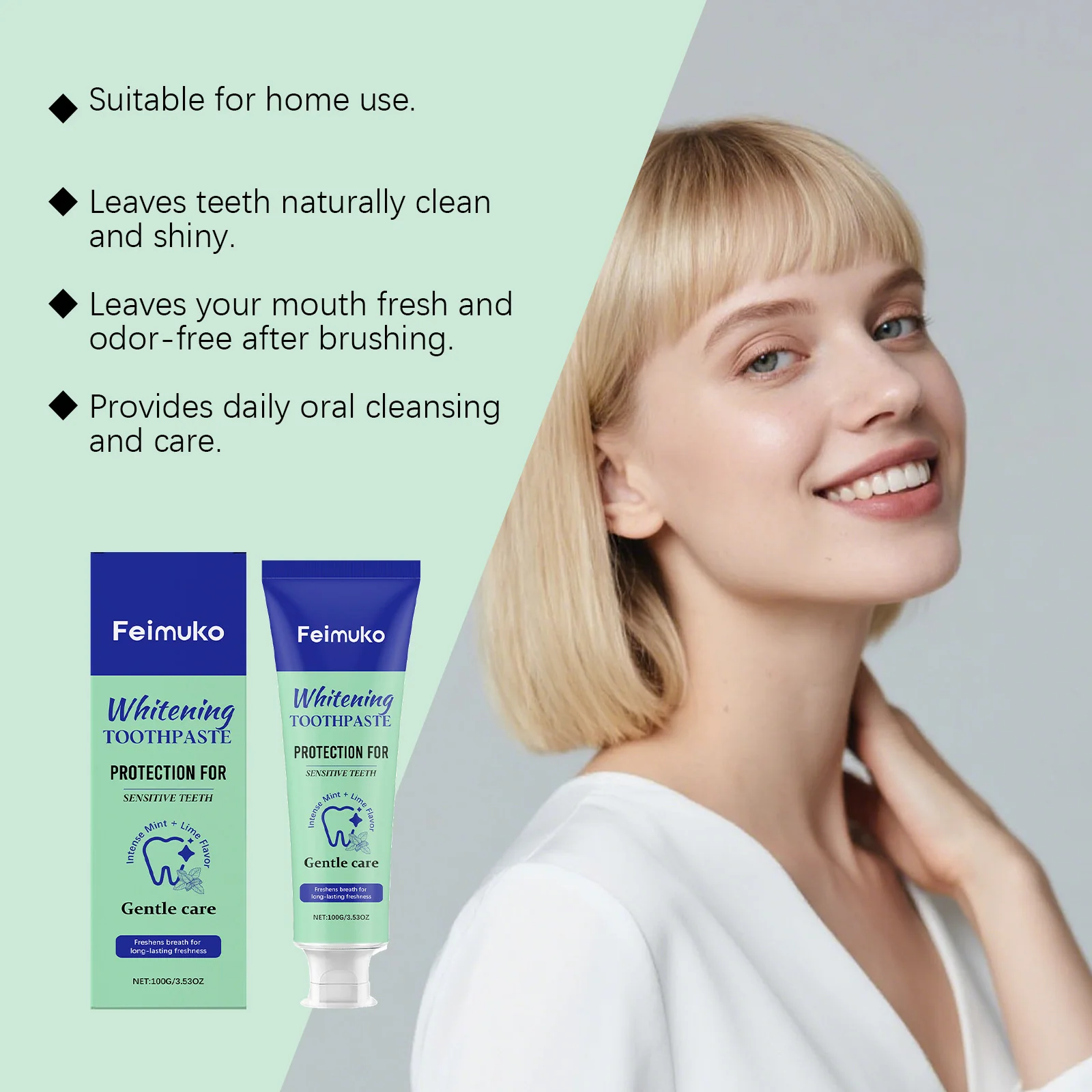 Gentle Care Toothpaste For Sensitive Teeth Mint Lime Flavor Deep Cleaning Long Lasting Fresh Breath Oral Care Toothpaste