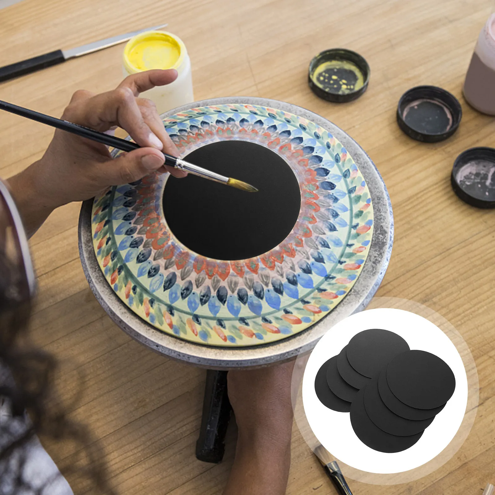 8Pcs Mandala Black Cardboard Round 15Cm Diameter 1Mm Thickness for Painting Drawing Projects Art Practice Paperboard Sheets