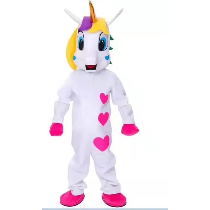 Unicorn mascot costume Flying Horse Rainbow Pony Fancy Dress For Adult Animal Halloween Party G2125