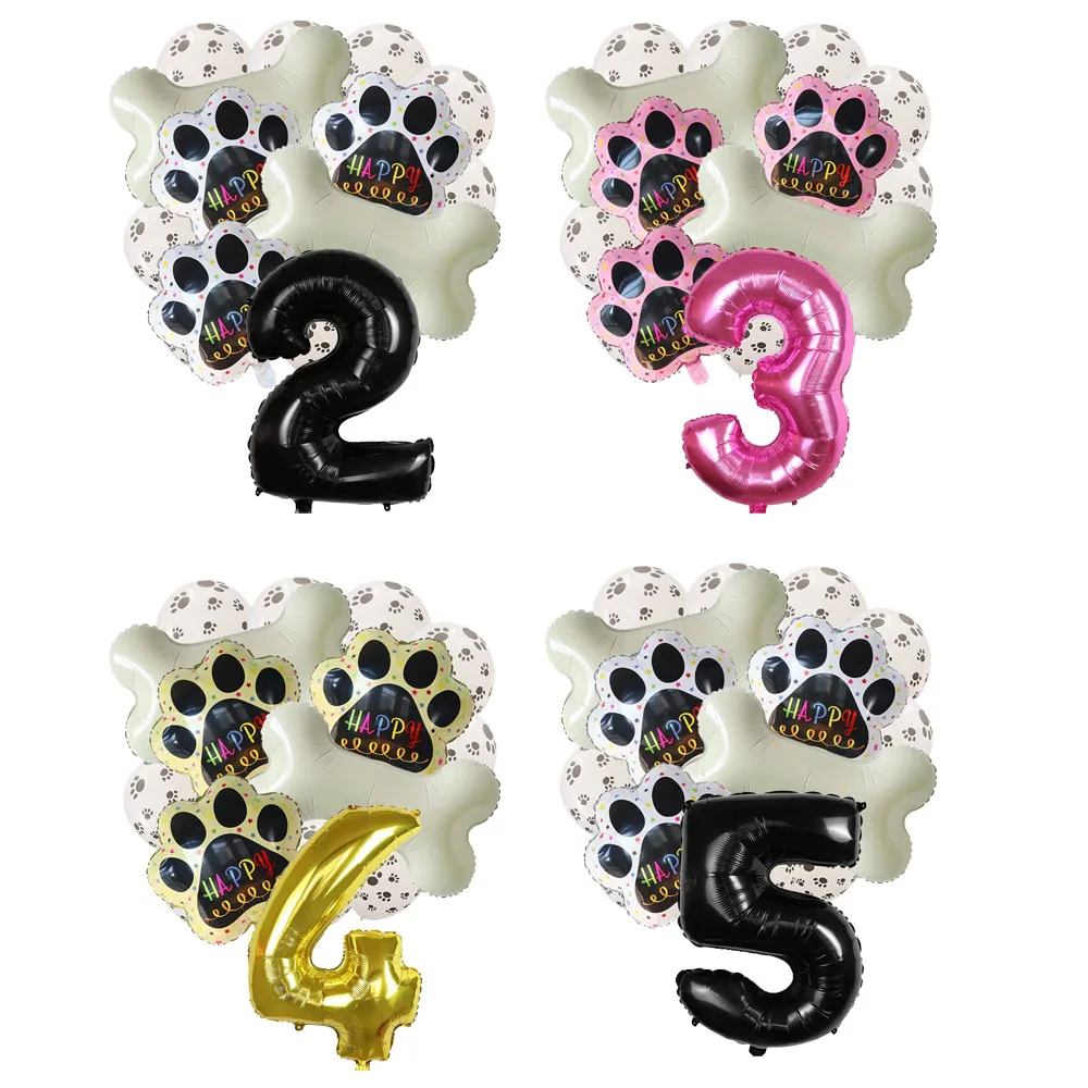 

12pcs Dog Paw Foil Balloons Bone Shaped Mylar Balloon Party Favor Party Supplies For Bachelor Party Big Bone Aluminum Balloon