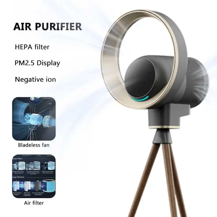 Pm2.5 Display 360 Purification Bladeless Aircondition Fan Oem Hepa Filter Air Purifier with  