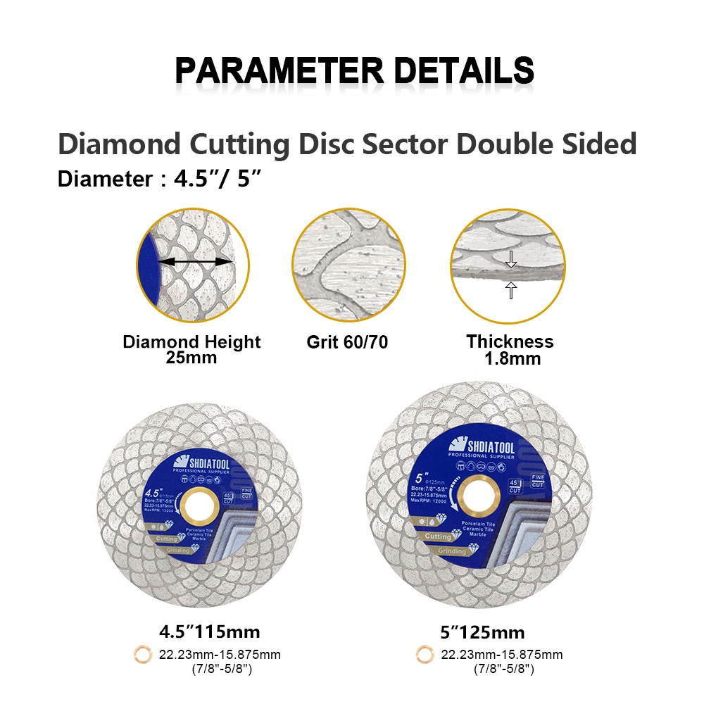 SHDIATOadvocate-Disque de coupe de carreaux de diamant, coupe-lame de scie, double face, en forme d\'éventail, plaque de meulage pour granit et