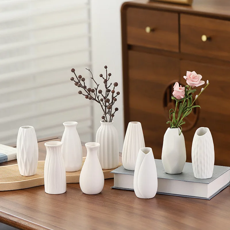 Plain fired ceramic vase, modern and simple dry flower arrangement tool, creative home decoration crafts and ornaments
