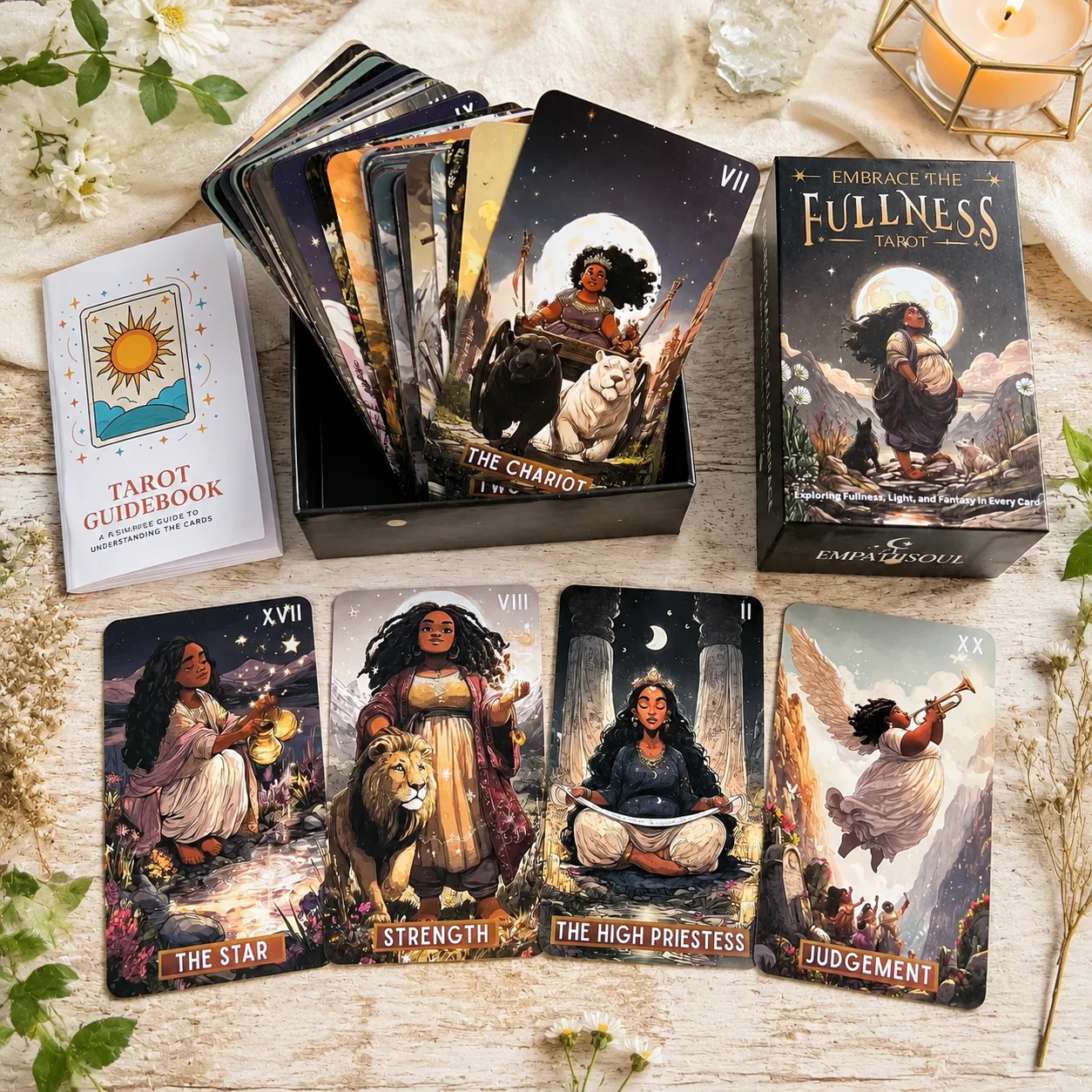 78 Tarot Cards Set, 13x8 Cm, Embrace The Fullness Tarot Explore Richness, Light, Fantasy, Includes Paper Manual, Perfect for Car