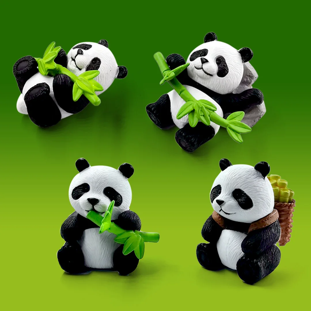 4Pc Cute Panda Figurine DIY Home Kawaii Room Decor Miniature Fairy Garden Decoration Accessories Modern Children's Birthday Gift