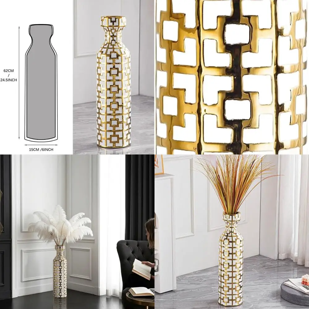 

Элегантная напольная керамическая ваза высотой 24,4 дюйма – современный декор для гостиной, ванной комнаты и офиса