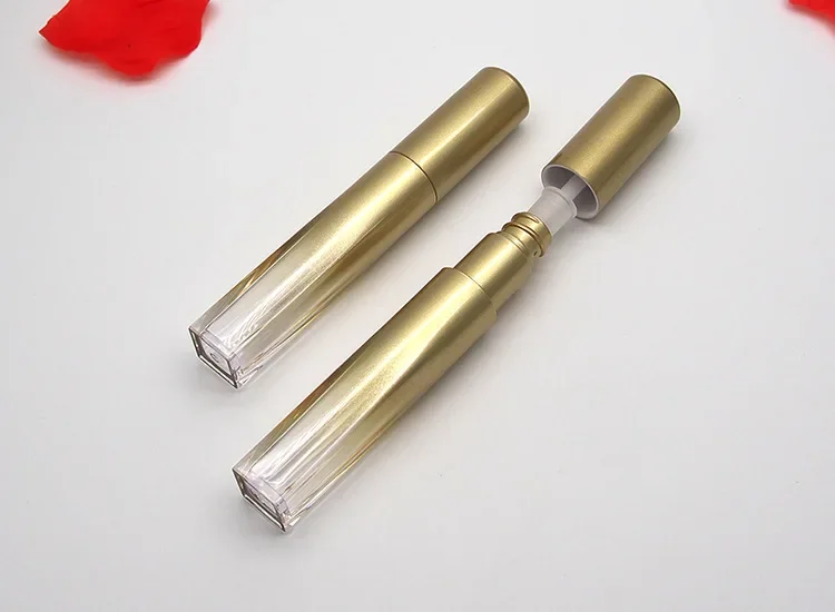 Bouteille Tube de brillant à lèvres en plastique doré dégradé givré de 8ml, 50 pièces, accessoires de voyage, conteneurs d'emballage cosmétique de maquillage
