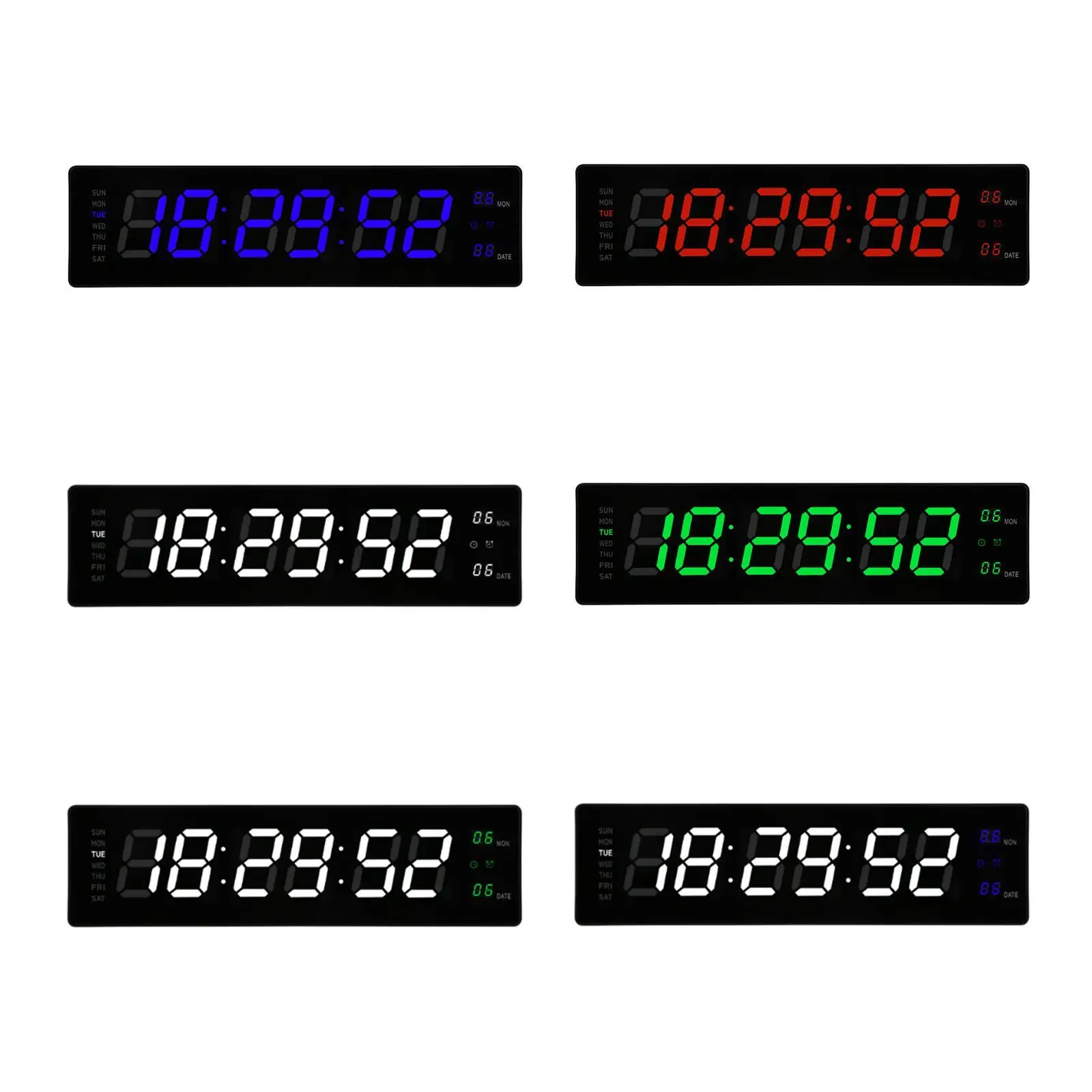 Digital LED Clock Wall Mounted Calendar Alarm Large Numbers Easy Read USB Port for Classroom and Hall
