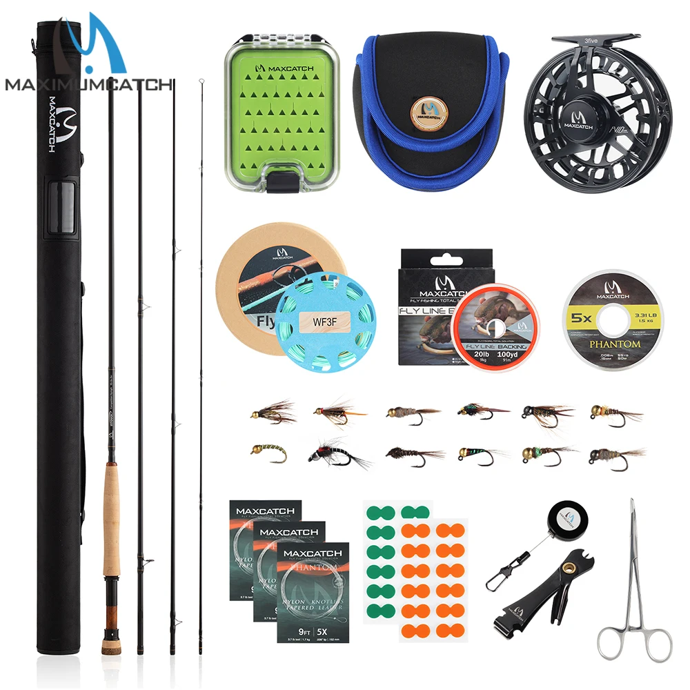 MAXCATCH Euro Nymph Fly Rod Reel Combo 10.5FT 3WT InTouch Competition Nymphing Outfit with AvidPro 3/5WT Reel Line Accessories