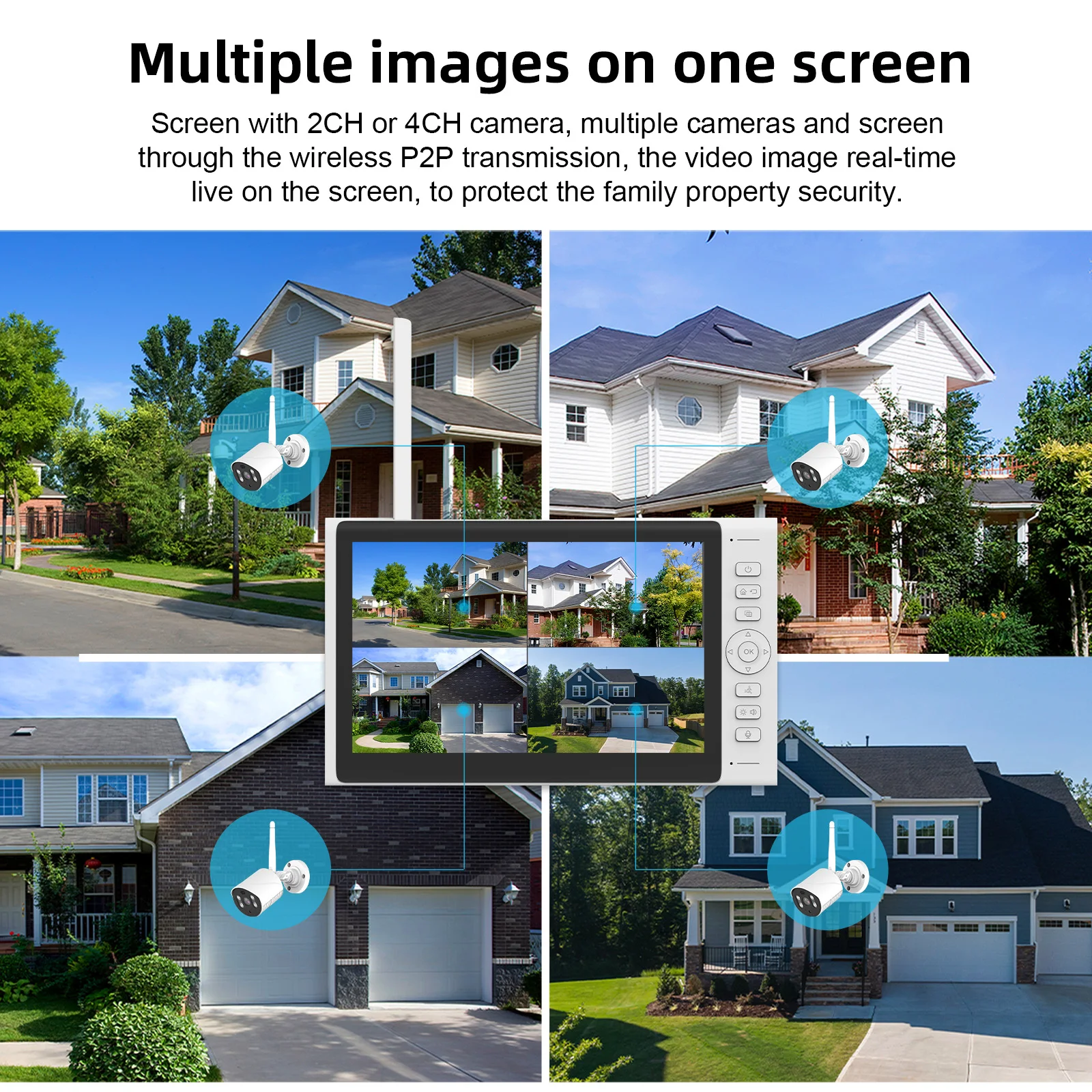 Kit de caméra 7.0 pouces 4Ch CCTV LCD NVR vidéo en temps réel Icloud/stockage Local système de caméra Wifi système de caméra NVR avec application Tuya