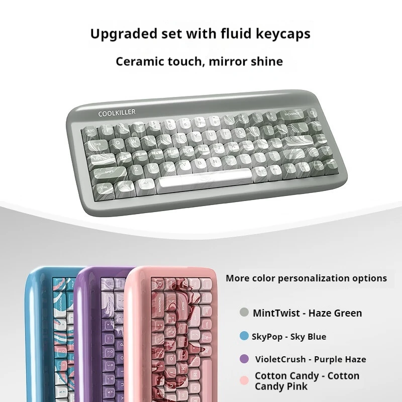 

CoolKiller VIVID67 индивидуальная механическая клавиатура, алюминиевый кусковый беспроводной Bluetooth, игра для экзамена для девочек
