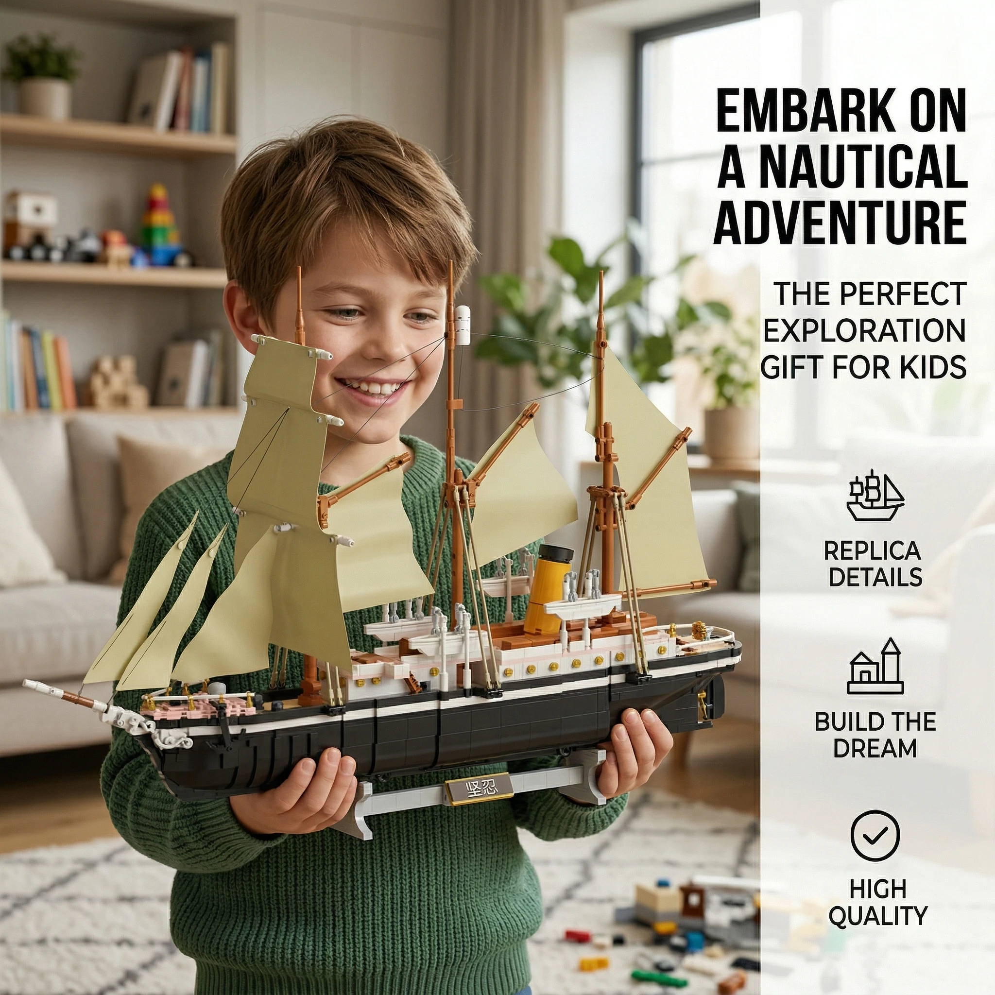 

C6014 Endurance Ship Model Building Blocks, Classic Boat Bricks Kit, Educational Assembly Toy for Kids & Adults, Ideal Birthday