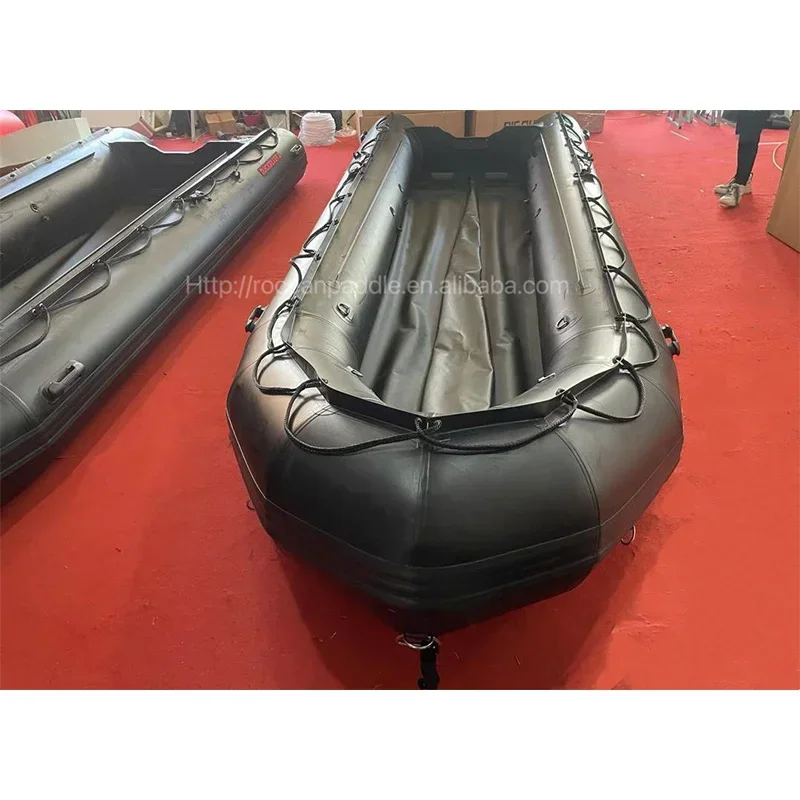 Heavy 5m 5.5m 6m Pvc Aluminum Floor or Wood Floor Infla Fishing Pontoon Boat for Rescue