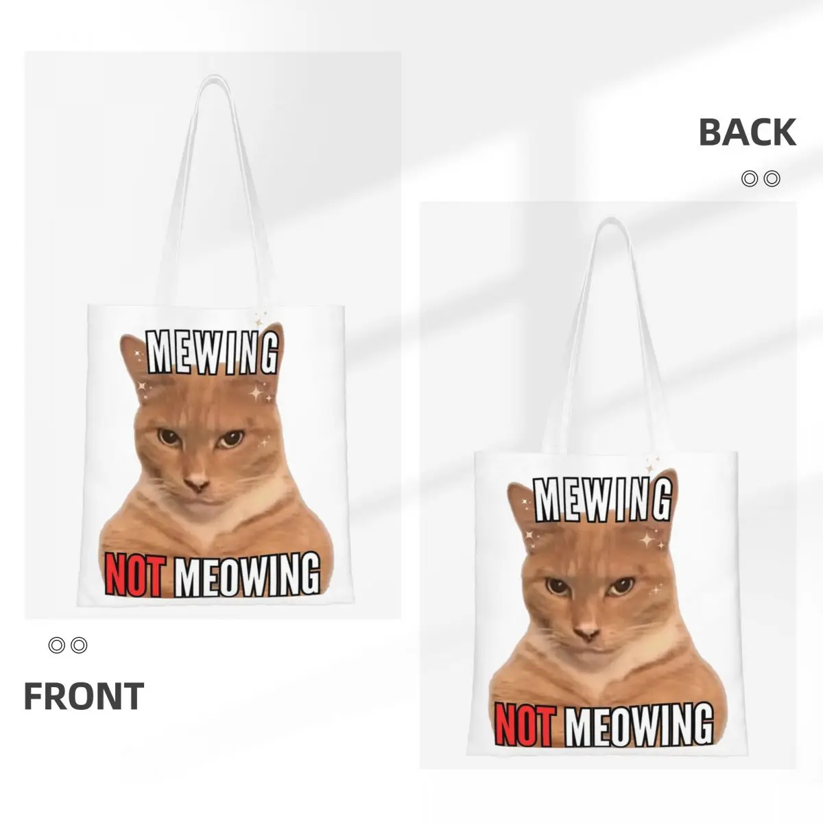 Mewing NOT medue Meme Merch Холщовая Сумка-тоут для женщин Повседневная сумка Looksmax с кошачьим лицом повседневные сумки Handbang