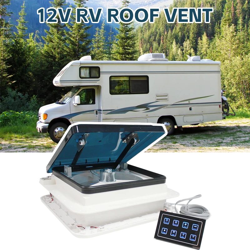 11 بوصة DC12V 280 مللي متر RV سقف تنفيس مروحة 6 سرعة عكسها رفع كهربائي مع جهاز استشعار المطر عن بعد وضوء الصمام الثنائي الباعث للضوء #4