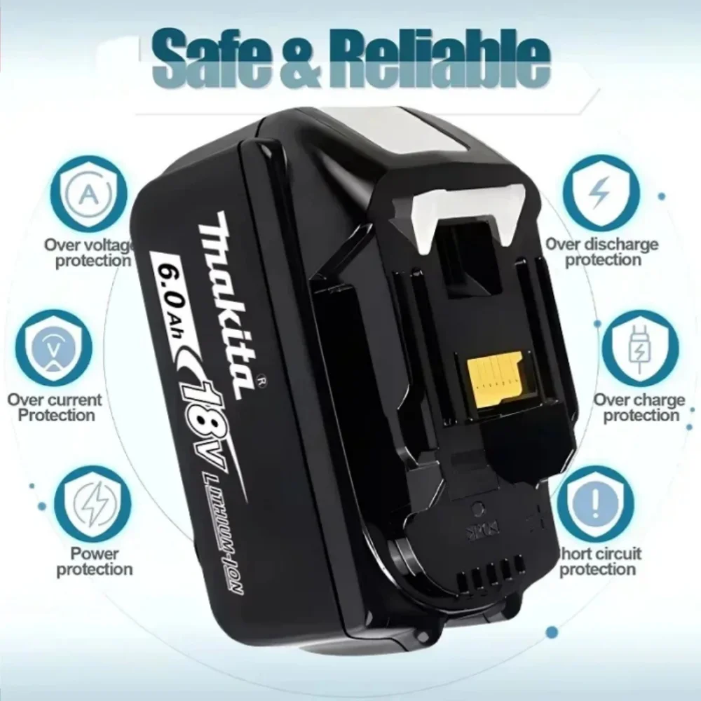 Makita BL1860 18V 6AH Li-ion Battery Genuine Replacement for LXT Tools with BMS TPCELL Compatible with BL1850 BL1840 Screwdriver