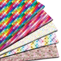Rainbow Plaid Geometry Fish Scale Printed Polyester Pure Cotton Material Patchwork Tissue Sewing Quilting Fabrics Needlework DIY