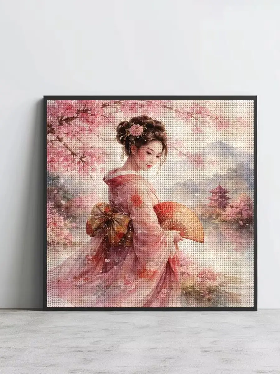 1 Stück 50X50CM/19,7 Zoll Beauty Gestempeltes Kreuzstich-Set DIY-Kit 11CT/14CT DIY Stickerei-Set DIY Kreuzstich-Set Wanddekoration – Detail 1