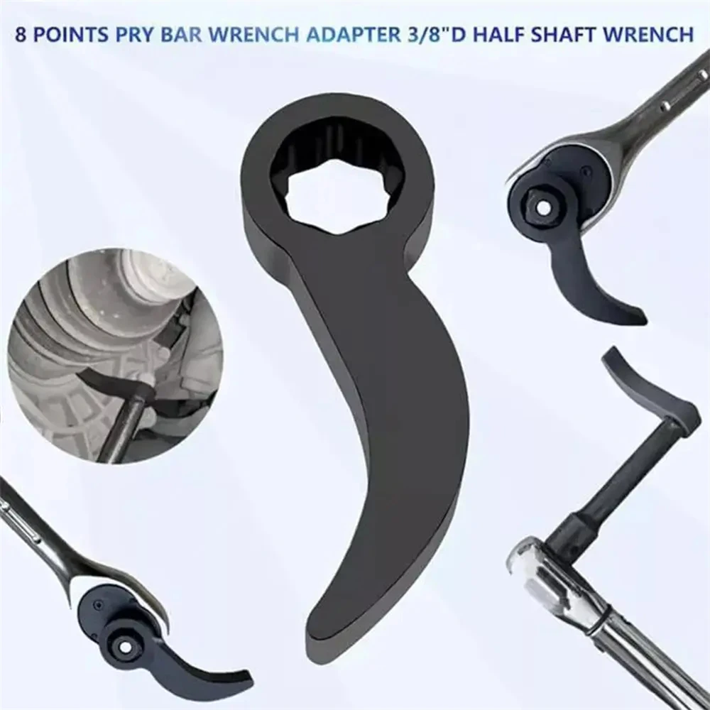 1pc Crowbar Adapter Head Tool Open-end Wrench Adjustable Ratcheting Pry Bar Fit 3/8in Drive Ratchet Wrench Breaker Bar