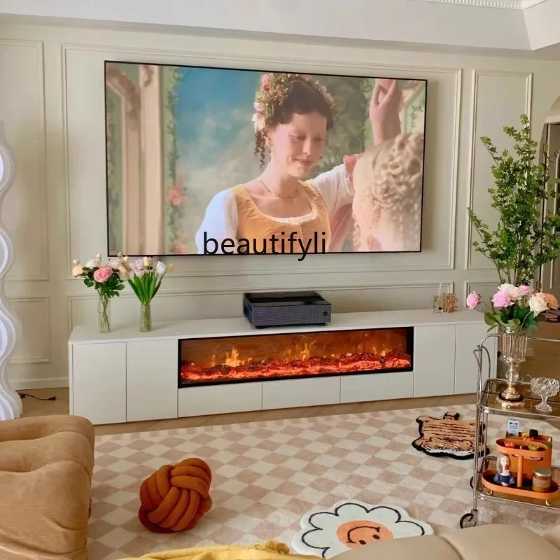 

07European Entry Lux Fireplace TV Cabinet Designer Minimalist Modern Minimalist Fireplace Cabinet Storage Beautiful French Style
