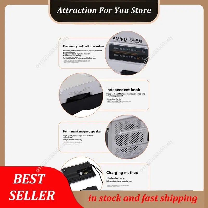 Hot Selling Digital Retro Radios Memory Function Handheld AM/FM Radios Manual Channel Search Battery Powered Built-In Speaker