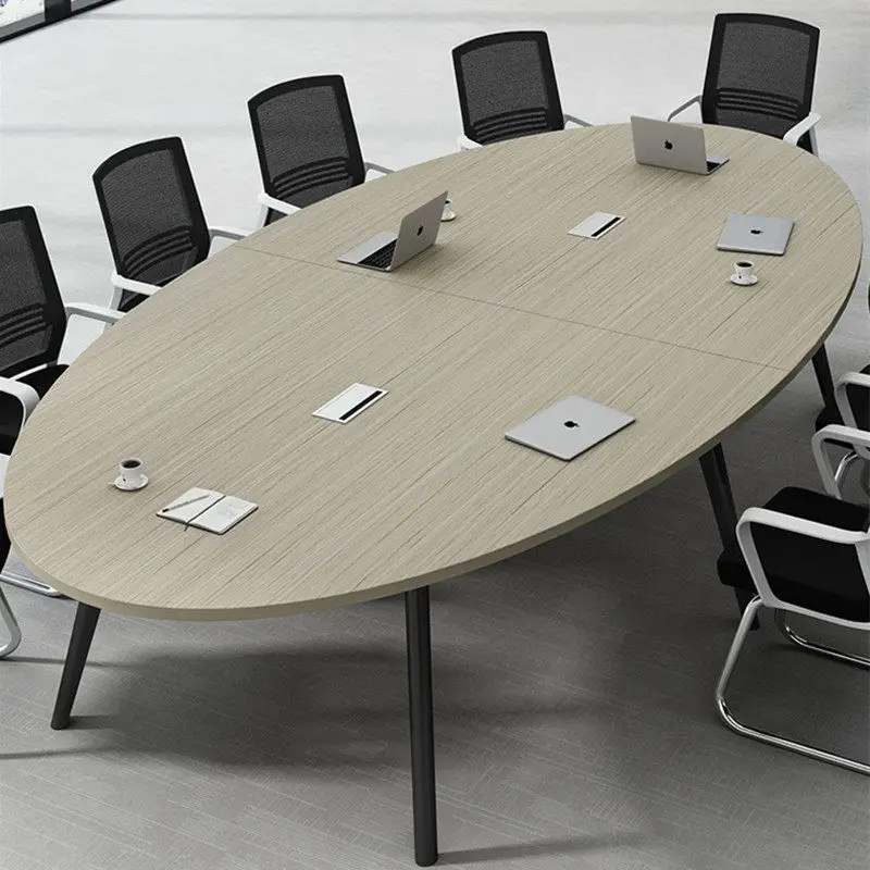 Designer Boat Shape Conference Table Network Access USB Port Reliable Performance Executive Table Business Center Premium