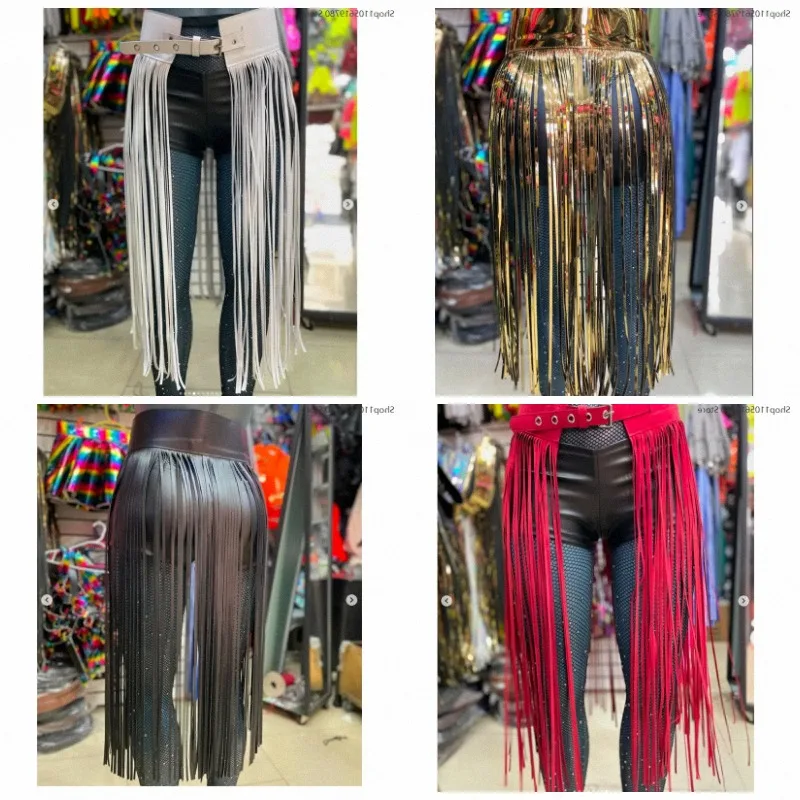 Long Fringe Layered Waist Harness Skirt Multi‑Color Selectable Adjustable Buckle Waistband Adult Cosplay Stage Performance Prop