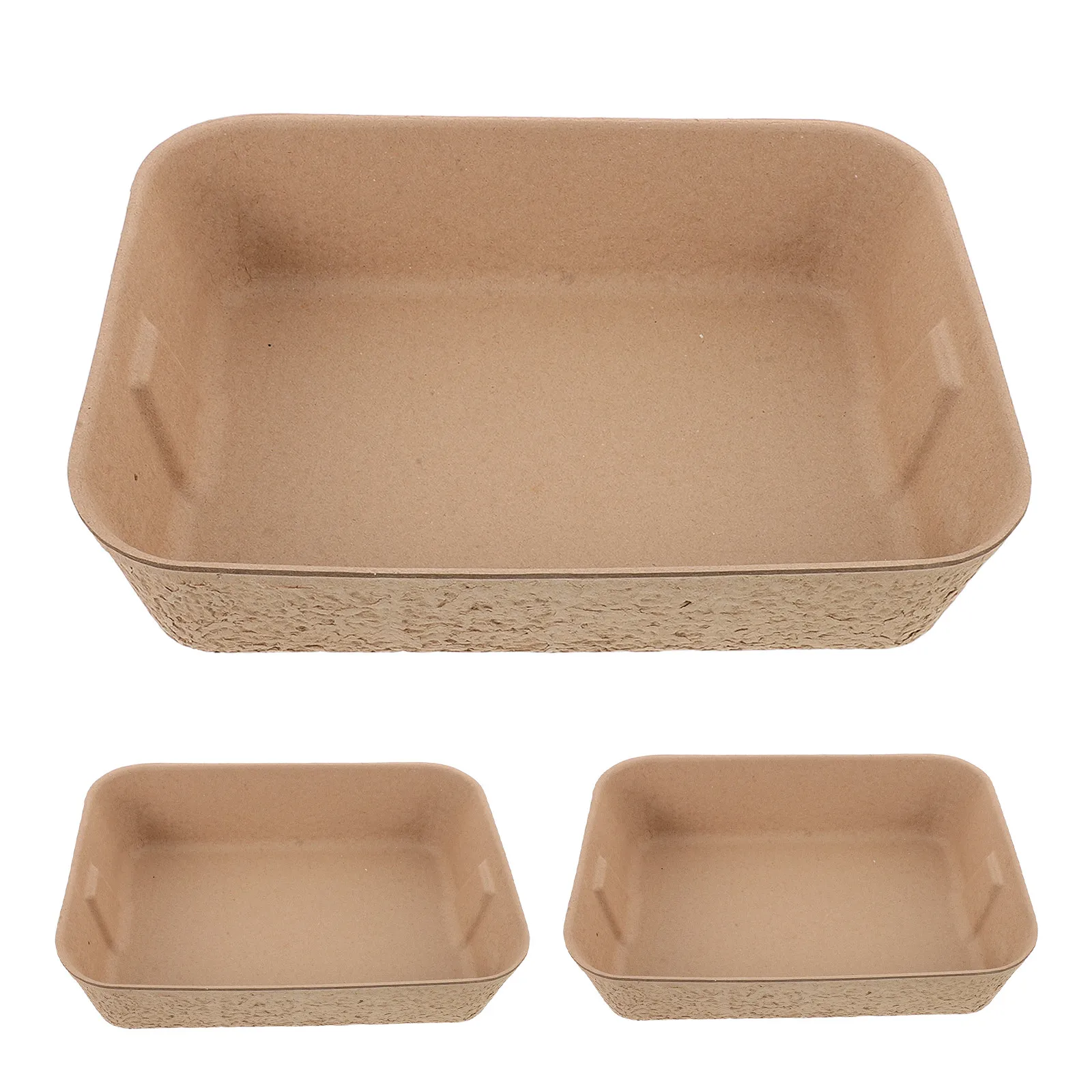 

3Pcs Eco-Friendly Paper Pulp Cat Litter Box Open Design Splash Proof Large Capacity Portable Travel Tray for Big Cats Multi-Cat